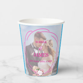 Whimsical Citrus Pink & flower Wedding  Sign Pappbecher