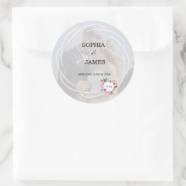 Whimsical Citrus White & flower wedding Runder Aufkleber