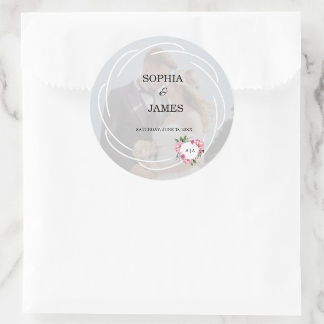 Whimsical Citrus White & flower wedding Runder Aufkleber (Tasche)