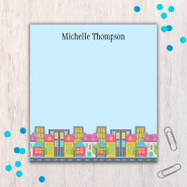 Whimsical City Scene Real Anwesen Agent Notepad Notizblock