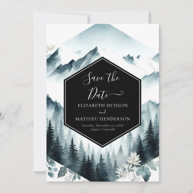 Whimsical Classic Mountain Wedding Save The Date (Vorderseite)