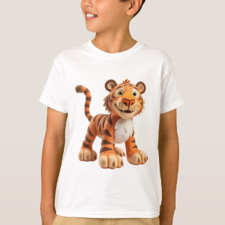 Whimsical Claymation Tiger mit übergroßen Pfoten T-Shirt