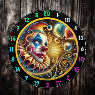 Whimsical Clown Face Dartboard mit Balloons Dartscheibe