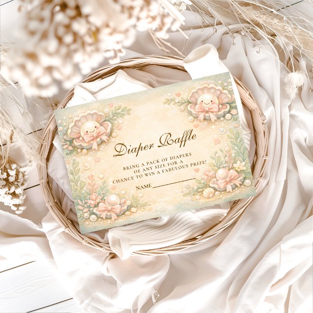 Whimsical Coastal Pearl Diapper Raffle Begleitkarte (Von Creator hochgeladen)