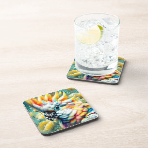 Whimsical Cockatoo Bird Gelbe Papi floral Getränkeuntersetzer