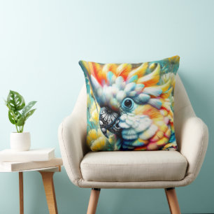 Whimsical Cockatoo Bird Gelbe Papi floral Kissen