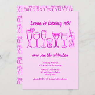 Whimsical Cocktail Drinks Custom Geburtstagsparty Einladung