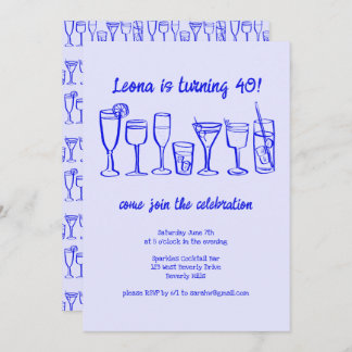 Whimsical Cocktail Drinks Custom Geburtstagsparty Einladung