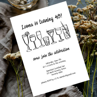 Whimsical Cocktail Drinks Custom Geburtstagsparty Einladung