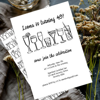 Whimsical Cocktail Drinks Custom Geburtstagsparty Einladung