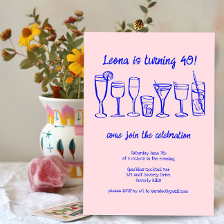 Whimsical Cocktail Drinks Custom Geburtstagsparty Einladung