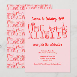 Whimsical Cocktail Drinks Custom Geburtstagsparty Einladung