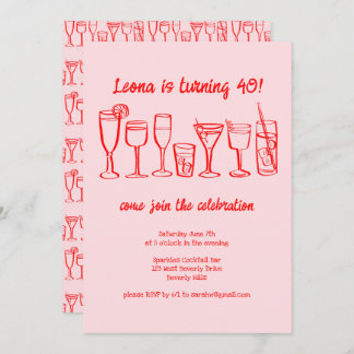 Whimsical Cocktail Drinks Custom Geburtstagsparty Einladung