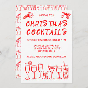 Whimsical Cocktail Drinks Custom Holiday Party Einladung