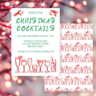 Whimsical Cocktail Drinks Custom Holiday Party Einladung
