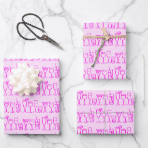 Whimsical Cocktail Drinks Party Rosa Geschenk Geschenkpapier Set