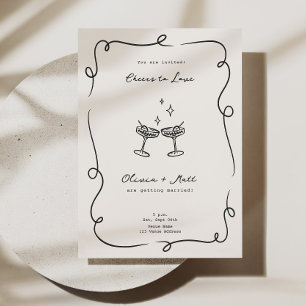 Whimsical Cocktail Minimalistische Hochzeit Einladung