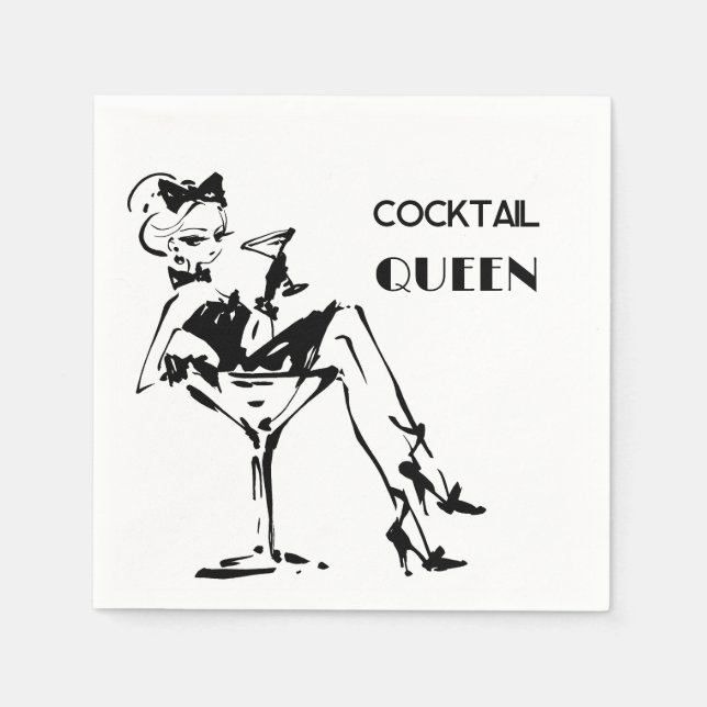 Whimsical Cocktail Queen - Glam Party Vibe Serviette (Vorderseite)