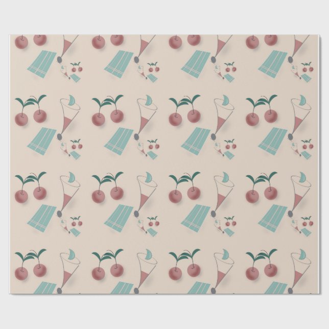 Whimsical cocktail wrapping paper geschenkpapier (Flach)