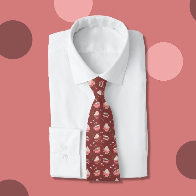 Whimsical Cocoa Tasse Pattern Holiday Neck Tie Krawatte (Festive Holiday tie with a whimsical cocoa mug pattern . )