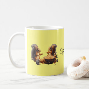 Whimsical Coffee&Nuts Eichhörnchen-Familie gelb Kaffeetasse