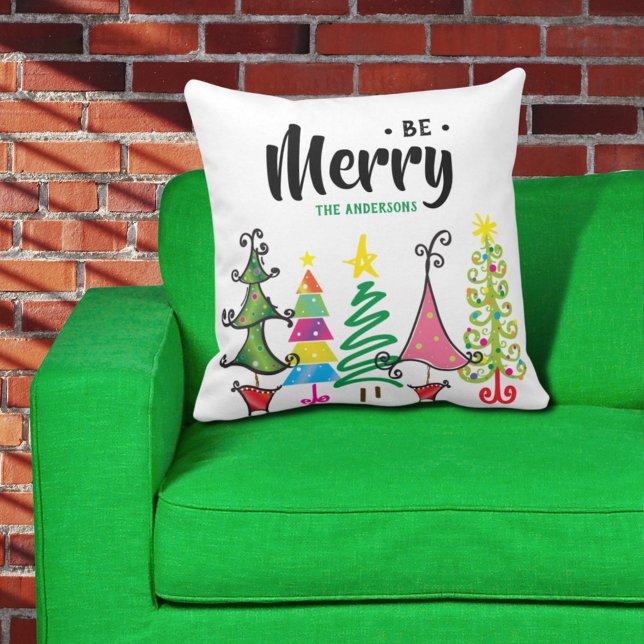 Whimsical Colorful Be frohe Weihnachts-Throw Kisse Kissen (Von Creator hochgeladen)