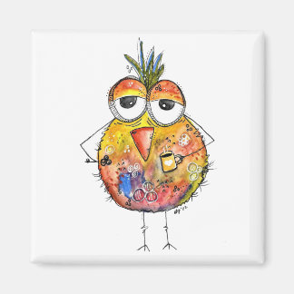 Whimsical Colorful Bird Drink Kaffee Magnet