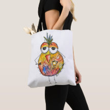 Whimsical Colorful Bird Drink Kaffee Tote Tasche