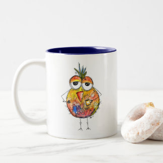 Whimsical Colorful Bird Drink Kaffee Zweifarbige Tasse