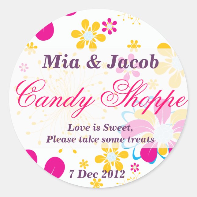 Whimsical Colorful Blume Candy Shoppe Sticker (Vorderseite)