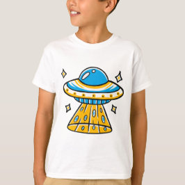 Whimsical Colorful Cartoon Space UFO T-Shirt