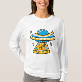 Whimsical Colorful Cartoon Space UFO T-Shirt