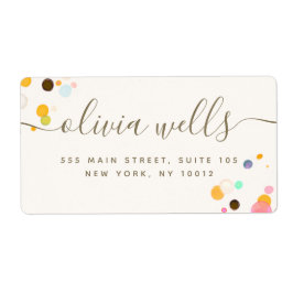 Whimsical Colorful Confetti Signature Script Labe
