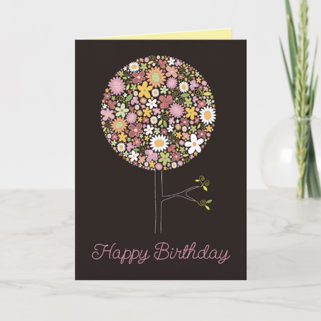 Whimsical & Colorful Cute Spring Flowers Pop Tree Karte (Vorderseite)