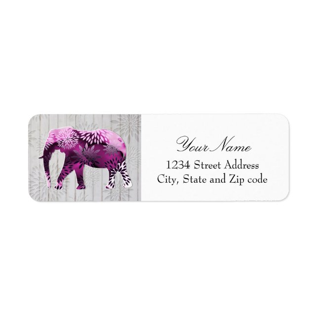 Whimsical Colorful Floral Elephant auf Holzdesign (Vorne)