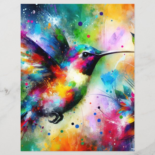 Whimsical Colorful Hummingbird Scrapbook Paper (Vorderseite)