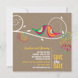 Whimsical Colorful Kissing Birds Summer Foto Save The Date