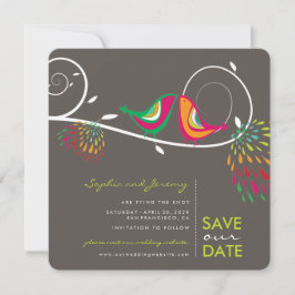 Whimsical Colorful Kissing Birds Summer Foto Save The Date