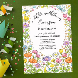 Whimsical Colorful Little Wildflower 1st Birthday  Einladung