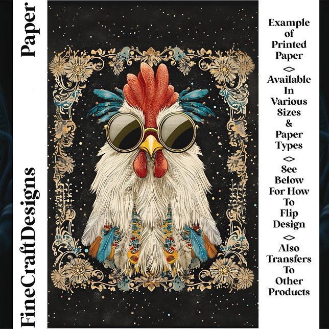Whimsical Colorful Rooster CK9 Scrapbook Paper (Von Creator hochgeladen)
