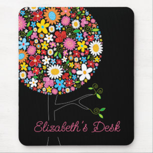 Whimsical Colorful Spring Blumen Sweet Pop Tree Mousepad