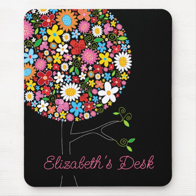 Whimsical Colorful Spring Blumen Sweet Pop Tree Mousepad (Vorne)