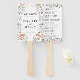 Whimsical Colorful Wildflower Wedding Program Fächer