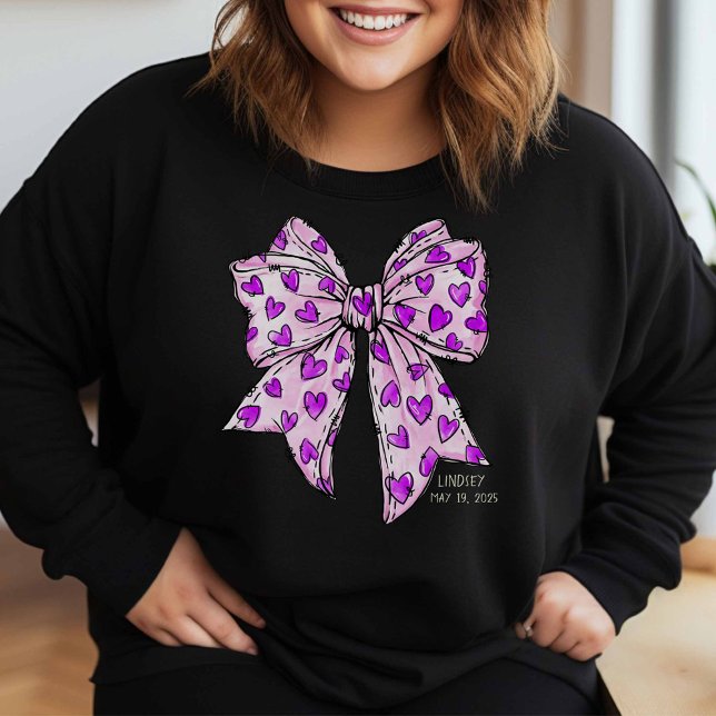 Whimsical Coquette Bow Herz Lila und Lavendel Sweatshirt (Von Creator hochgeladen)