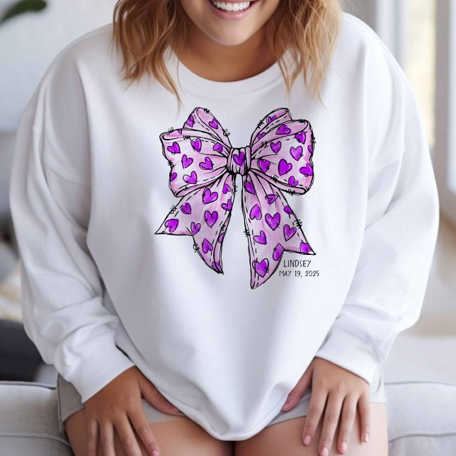 Whimsical Coquette Bow Herz Lila und Lavendel Sweatshirt (Von Creator hochgeladen)