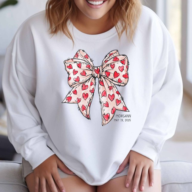 Whimsical Coquette Bow Herz rot und weiß Sweatshirt (Von Creator hochgeladen)