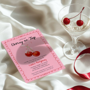 Whimsical Coquette Cherry auf Top Baby Dusche Einladung