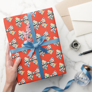 Whimsical Coquette farbenfrohe rote Bow Muster Geschenkpapier