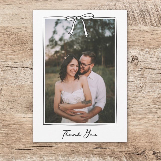 Whimsical Coquette Handgeschriebene Bow Wedding Dankeskarte (Von Creator hochgeladen)