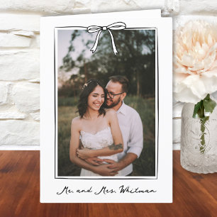 Whimsical Coquette Handgeschriebene Bow Wedding Dankeskarte